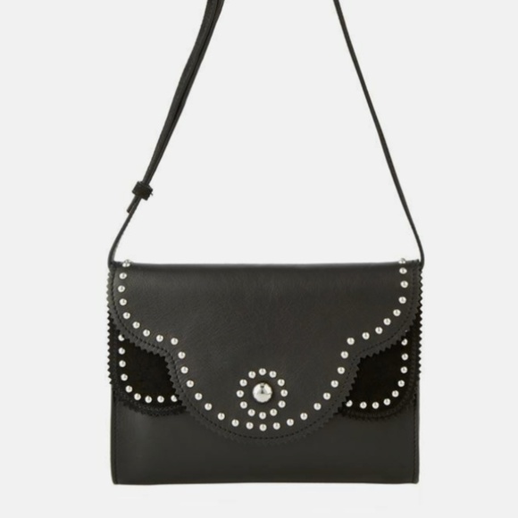Sandro Adel black leather studded crossbody bag - Picture 1 of 6